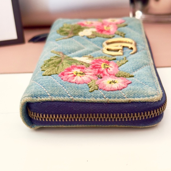 Gucci Marmont Denim Floral Zippy Wallet - Picture 5 of 14
